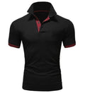 Men's Black Polo Shirt with Burgundy Contrast Trim